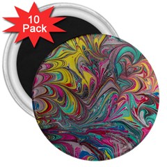 Abstract Marbling Swirls 3  Magnets (10 Pack)  by kaleidomarblingart