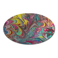 Abstract Marbling Swirls Oval Magnet by kaleidomarblingart