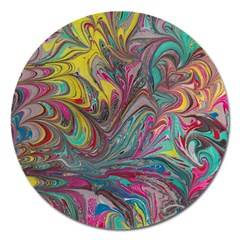 Abstract Marbling Swirls Magnet 5  (round) by kaleidomarblingart