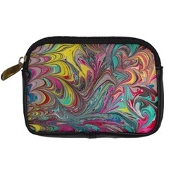 Abstract Marbling Swirls Digital Camera Leather Case by kaleidomarblingart