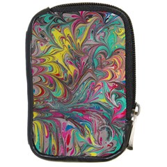 Abstract Marbling Swirls Compact Camera Leather Case by kaleidomarblingart