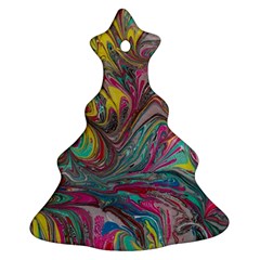 Abstract Marbling Swirls Ornament (christmas Tree)  by kaleidomarblingart