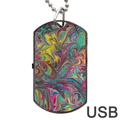 Abstract Marbling Swirls Dog Tag Usb Flash (two Sides) by kaleidomarblingart