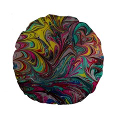 Abstract Marbling Swirls Standard 15  Premium Round Cushions by kaleidomarblingart