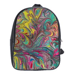 Abstract Marbling Swirls School Bag (xl) by kaleidomarblingart