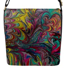 Abstract Marbling Swirls Flap Closure Messenger Bag (s) by kaleidomarblingart