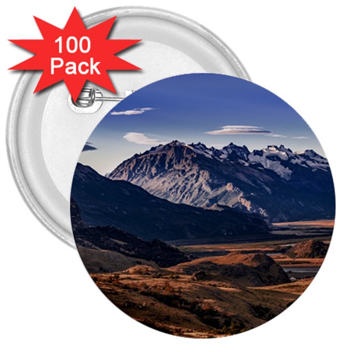 Mountain Patagonian Landscape, Santa Cruz, Argentina 3  Buttons (100 pack) 