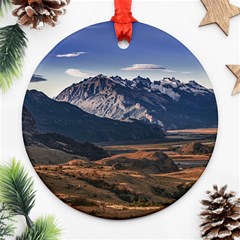 Mountain Patagonian Landscape, Santa Cruz, Argentina Round Ornament (two Sides) by dflcprintsclothing