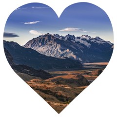 Mountain Patagonian Landscape, Santa Cruz, Argentina Wooden Puzzle Heart by dflcprintsclothing