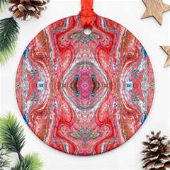 Intricate Red Marbling Ornament (round) by kaleidomarblingart