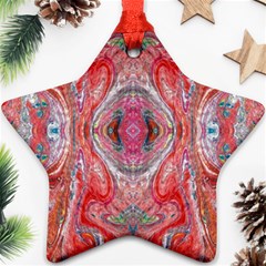 Intricate Red Marbling Ornament (star) by kaleidomarblingart