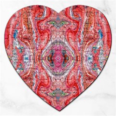 Intricate Red Marbling Jigsaw Puzzle (heart) by kaleidomarblingart