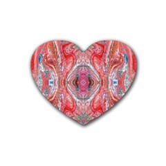 Intricate Red Marbling Heart Coaster (4 Pack)  by kaleidomarblingart