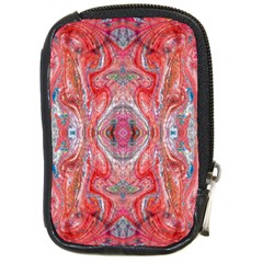 Intricate Red Marbling Compact Camera Leather Case by kaleidomarblingart