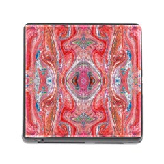 Intricate Red Marbling Memory Card Reader (square 5 Slot) by kaleidomarblingart