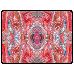 Intricate Red Marbling Fleece Blanket (large)  by kaleidomarblingart