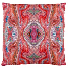 Intricate Red Marbling Large Cushion Case (one Side) by kaleidomarblingart