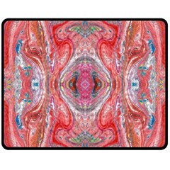 Intricate Red Marbling Double Sided Fleece Blanket (medium)  by kaleidomarblingart