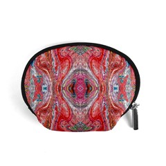 Intricate Red Marbling Accessory Pouch (small) by kaleidomarblingart