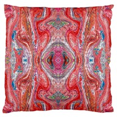 Intricate Red Marbling Large Flano Cushion Case (two Sides) by kaleidomarblingart