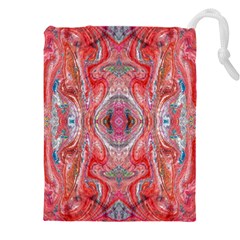 Intricate Red Marbling Drawstring Pouch (5xl) by kaleidomarblingart