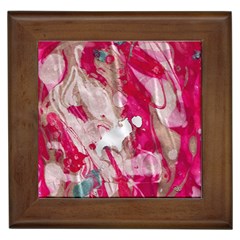 Magenta On Pink Framed Tile by kaleidomarblingart