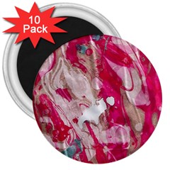 Magenta On Pink 3  Magnets (10 Pack)  by kaleidomarblingart