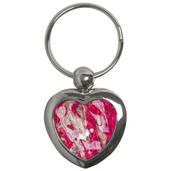 Magenta On Pink Key Chain (heart) by kaleidomarblingart