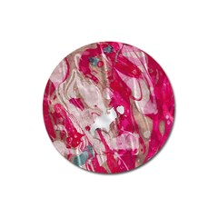 Magenta On Pink Magnet 3  (round) by kaleidomarblingart