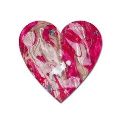 Magenta On Pink Heart Magnet by kaleidomarblingart