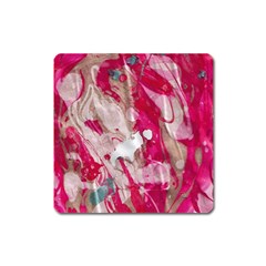 Magenta On Pink Square Magnet by kaleidomarblingart