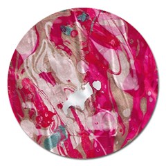 Magenta On Pink Magnet 5  (round) by kaleidomarblingart