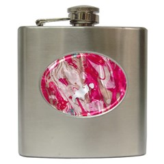 Magenta On Pink Hip Flask (6 Oz) by kaleidomarblingart