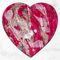 Magenta On Pink Jigsaw Puzzle (heart) by kaleidomarblingart