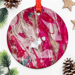 Magenta On Pink Round Ornament (two Sides) by kaleidomarblingart