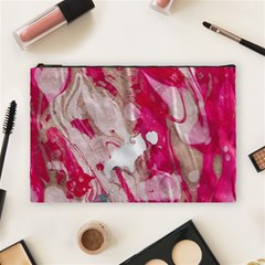 Magenta On Pink Cosmetic Bag (large) by kaleidomarblingart