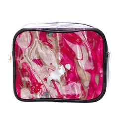 Magenta On Pink Mini Toiletries Bag (one Side) by kaleidomarblingart