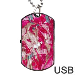 Magenta On Pink Dog Tag Usb Flash (one Side) by kaleidomarblingart