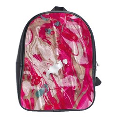 Magenta On Pink School Bag (xl) by kaleidomarblingart