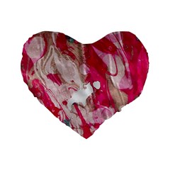 Magenta On Pink Standard 16  Premium Flano Heart Shape Cushions by kaleidomarblingart