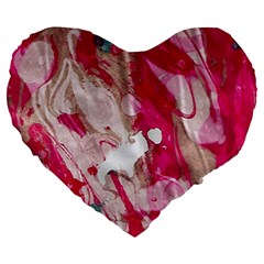 Magenta On Pink Large 19  Premium Flano Heart Shape Cushions by kaleidomarblingart