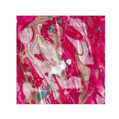 Magenta On Pink Small Satin Scarf (square) by kaleidomarblingart