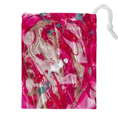 Magenta On Pink Drawstring Pouch (5xl) by kaleidomarblingart