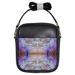 Amethyst Marbling Girls Sling Bag by kaleidomarblingart