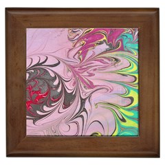 Petals With Marbling Framed Tile by kaleidomarblingart