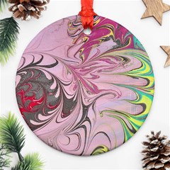 Petals With Marbling Ornament (round) by kaleidomarblingart