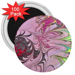 Petals With Marbling 3  Magnets (100 Pack) by kaleidomarblingart