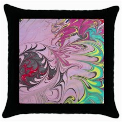 Petals With Marbling Throw Pillow Case (black) by kaleidomarblingart