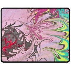 Petals With Marbling Fleece Blanket (medium)  by kaleidomarblingart