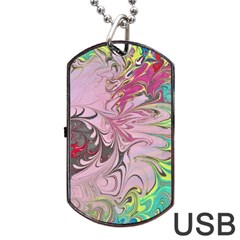 Petals With Marbling Dog Tag Usb Flash (one Side) by kaleidomarblingart